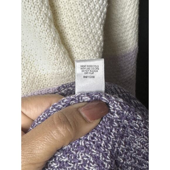 Zenana Lilac/Multi Colorblock Balloon Sleeve Knit Sweater Women's Large NWOT - Picture 7 of 8